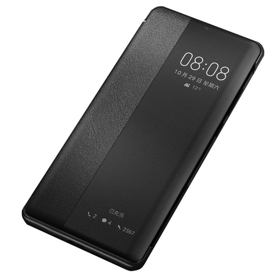 Etui z klapką do Huawei P40, Obudowa Side View Case, Czarne