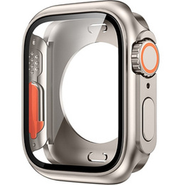 2w1 Pełne Etui + Szkło Hartowane do Apple Watch 4/5/6/SE 40MM, Tytanowe/Pomarańczowe