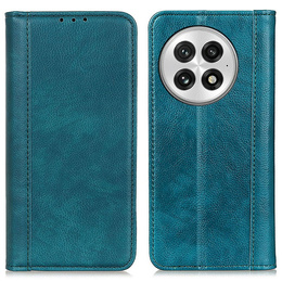 Etui z klapką do OnePlus 13, Split Leather, zielone