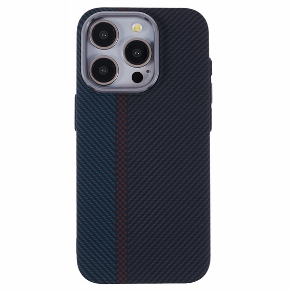 Etui do iPhone 14 Pro Max, Carbon Fiber MagSafe, czarne / niebieskie