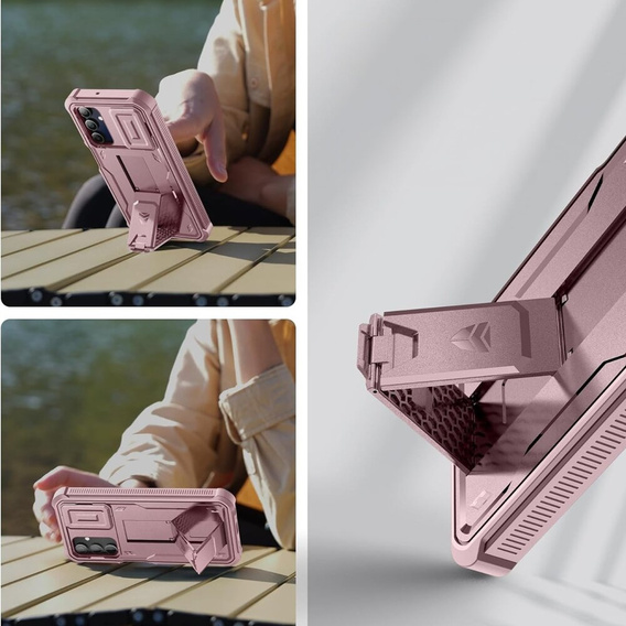 Etui pancerne do Samsung Galaxy A15, Dexnor Full Body (Two Frames), różowe