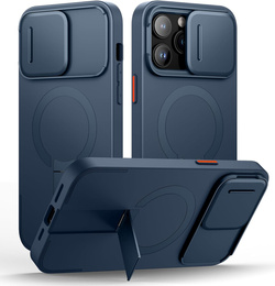 SURITCH etui ochronne do iPhone 14 Pro Max z osłoną kamery i podstawką - niebieskie