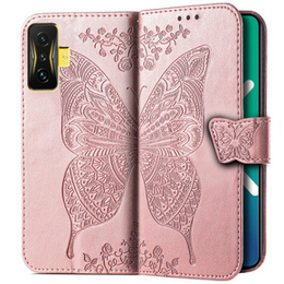 Etui z klapką do Xiaomi Poco F4 GT, Butterfly, różowe rose gold
