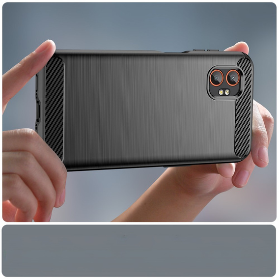 Etui ochronne do Samsung Galaxy Xcover 7 Pro – czarne, tekstura włókna węglowego, szczotkowane wykończenie