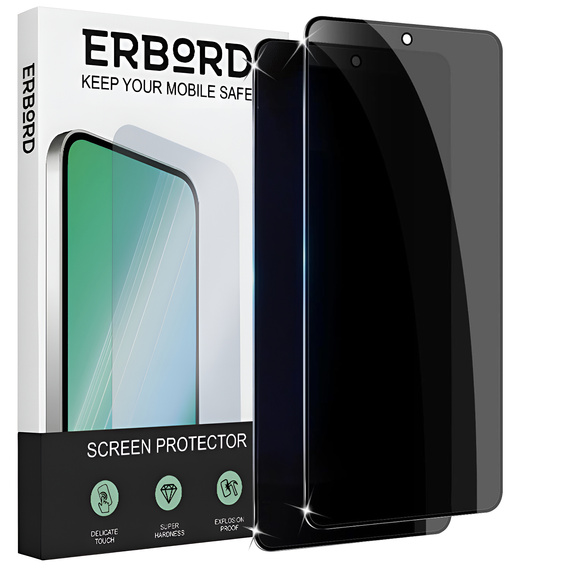 2x Szkło Prywatyzujące do Xiaomi Poco F7, ERBORD Anti-Spy Hartowane