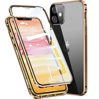 Etui do iPhone 11, Magnetic Dual Glass, złote