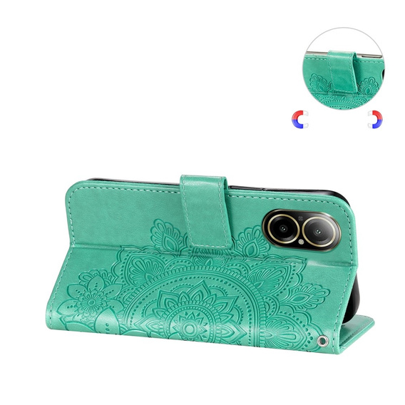 Etui z klapką do Realme C67, Mandala, zielone