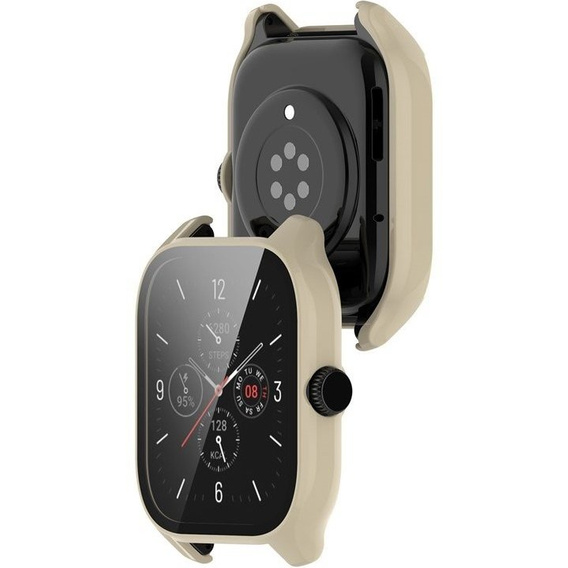 2w1 Etui + Szkło hartowane do Amazfit GTS 4, Beżowe