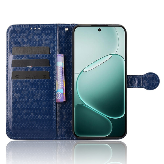 Etui z klapką do Oppo A6 Pro 5G, Wallet Rhombus, niebieskie