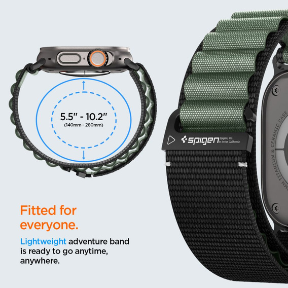Pasek Spigen WBF1 Band do Apple Watch 8/9/10/11/SE/Ultra 1/2 (44/45/46/49 mm) – Black / Green