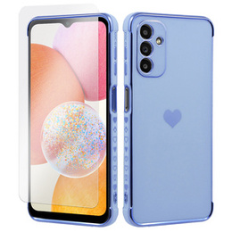 Zestaw Etui do Samsung Galaxy A13 5G, Electro heart, Niebieskie + Szkło
