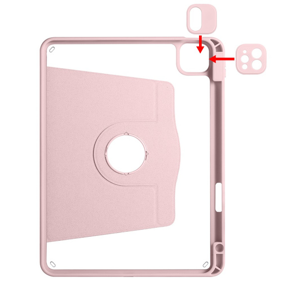 Etui do iPad Pro 11" 2022/2021/2020 (4/3/2 gen.), z miejscem na rysik, Obrotowe 360°, Różowe