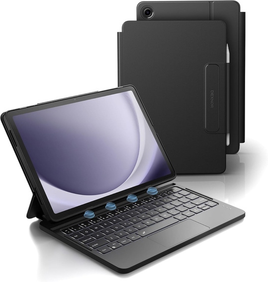 Etui z klawiaturą do Samsung Galaxy Tab A9+, Dexnor Magnetic Keyboard Touchpad, czarne