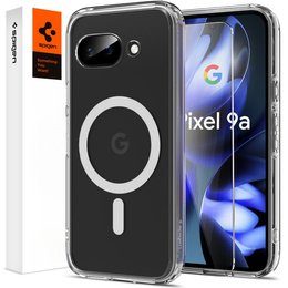 Etui z MagSafe Spigen do Google Pixel 9A, Ultra Hybrid, przezroczyste / białe + Szkło Hartowane 9H