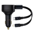 Ładowarka samochodowa Baseus Enjoyment z kablami USB-C + Lightning 3A, 30W - czarna