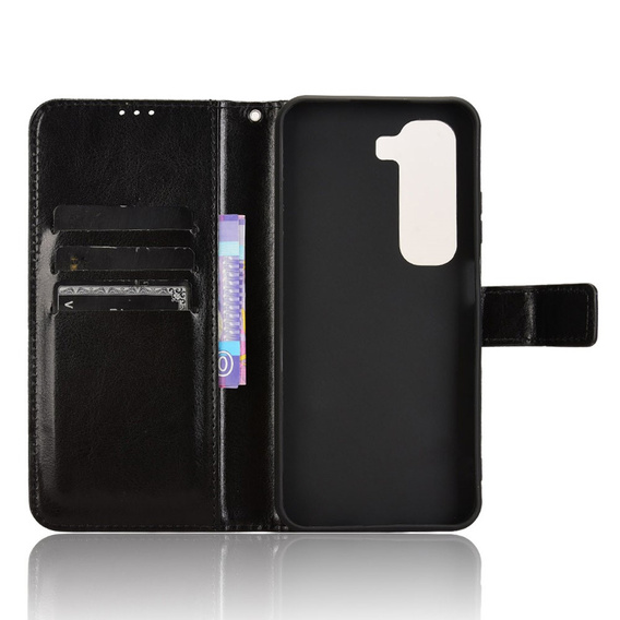 Etui z klapką do Infinix Hot 50 4G, Crazy Horse Wallet, czarne