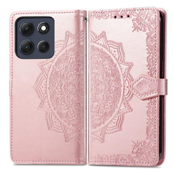 Etui portfelowe z motywem kwiatowym do Motorola Moto G86 5G – Różowe