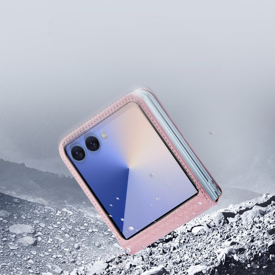 Etui Dux Ducis Bril Series do Samsung Galaxy Z Flip7 5G – różowe, skórzane