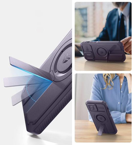 Etui Dexnor MagSafe do iPhone 16 Pro magnetyczne z przesuwaną osłoną aparatu – fioletowe