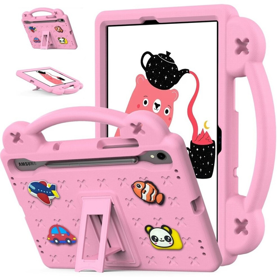 Etui do Samsung Galaxy Tab S7/S8/S9, Cute Patterns, z podstawką, Różowe