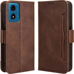 Etui z klapką do Motorola Moto E14, Card Slot, brązowe