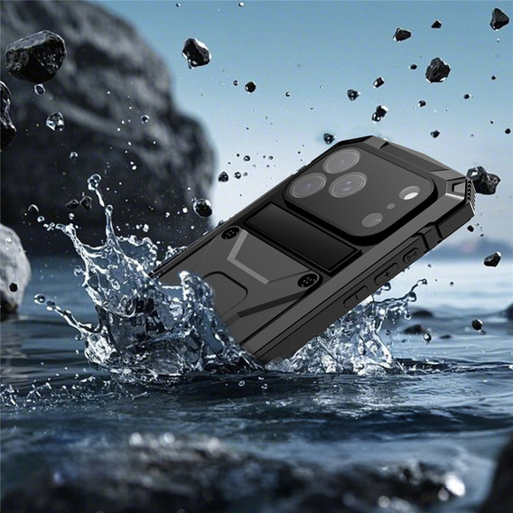 Etui R-JUST do iPhone 17 Pro z wbudowaną ochroną ekranu - czarne