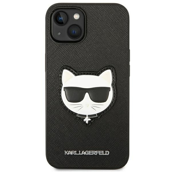 Etui Karl Lagerfeld do iPhone 14 Plus, Saffiano Choupette Head Patch, czarne