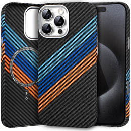 Etui do iPhone 15 Pro, Carbon Fiber MagSafe, granatowe