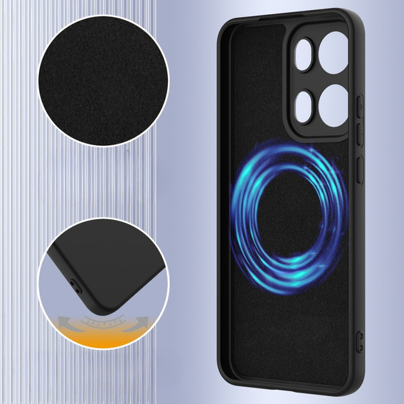 Etui silikonowe do Oppo Reno13 Pro 5G – czarne, kompatybilne z MagSafe, antywstrząsowe