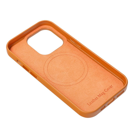 Etui Leather Mag Cover do iPhone 15 Pro Max, pomarańczowe