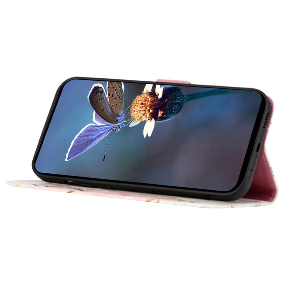 Etui z klapką do Xiaomi Redmi Note 13 Pro 4G / Xiaomi Redmi Note 14S / Xiaomi Poco M6 Pro 4G, Wallet, Marble różowe