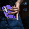Etui do Samsung Galaxy A15 5G, Kickstand Ring, fioletowe + szkło 9H