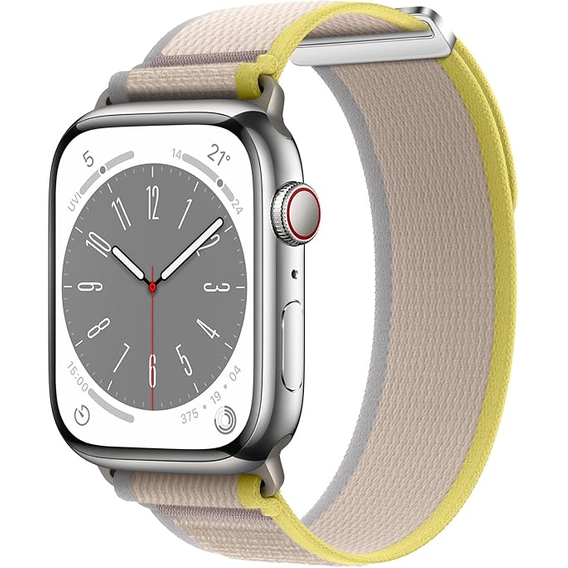 Pasek Nylonowy do Apple Watch 1/2/3/4/5/6/7/8/9/10/11/SE Ultra 1/2/3 42/44/45/46/49mm, Beżowy/Żółty