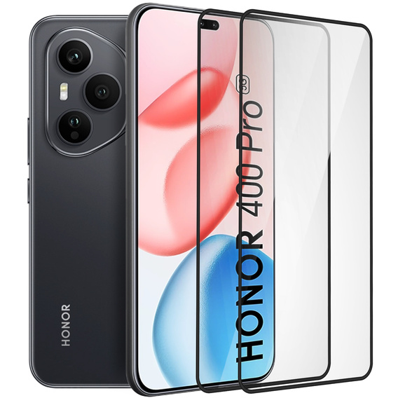 2x Szkło Hartowane do Honor 400 Pro 5G, ERBORD 3D pełne, szybka na cały ekran