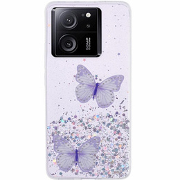 Etui do Xiaomi 13T / 13T Pro, Glitter Butterfly, fioletowe