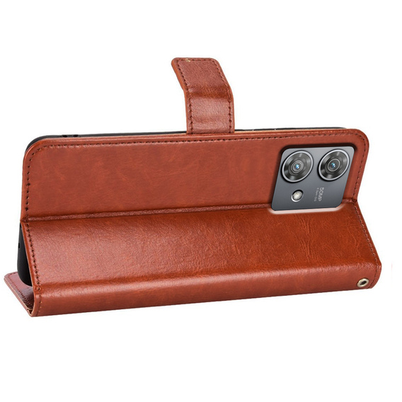 Etui z klapką do Motorola Edge 40 Neo, Crazy Horse Wallet, brązowe