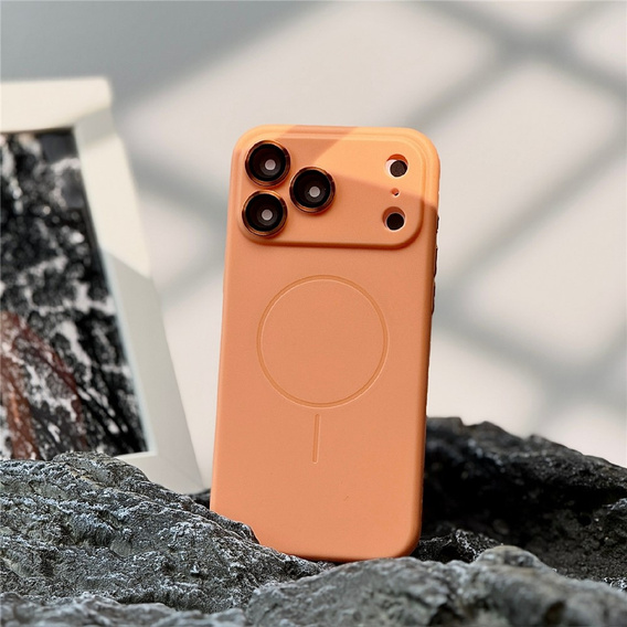 Etui do iPhone 17 Pro Max, do MagSafe, ze szkłem na aparat – pomarańczowe