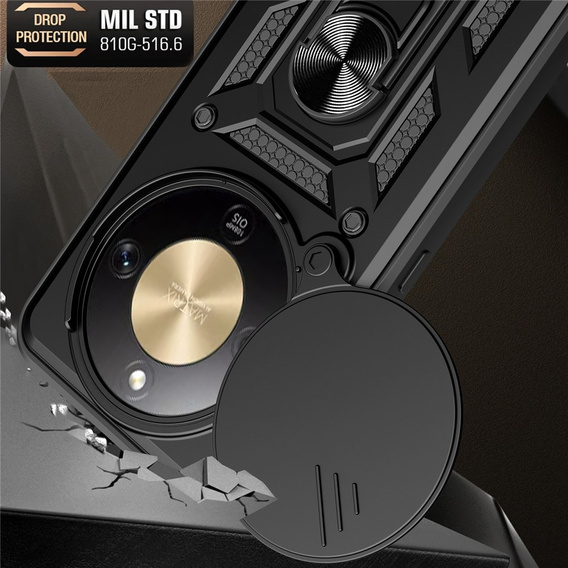 Etui pancerne do Honor Magic 8 Lite, CamShield Slide, czarne