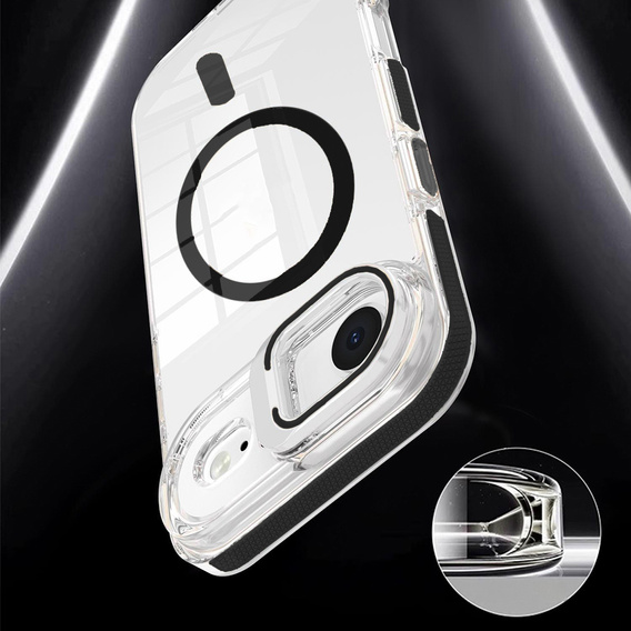 Etui do iPhone Air, do MagSafe, z podstawką, przezroczyste z czarnymi akcentami