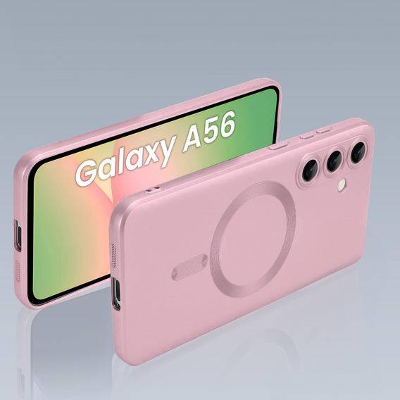 Etui do Samsung Galaxy A56 5G, ColorMag, do MagSafe, różowe + Szkło hartowane 9H