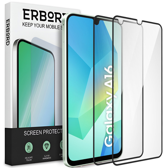 2x Szkło Hartowane do Samsung Galaxy A16 / A16 5G, ERBORD 3D pełne, szybka na cały ekran
