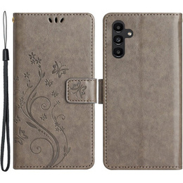 Etui z klapką do Samsung Galaxy S23 FE, Butterfly, szare