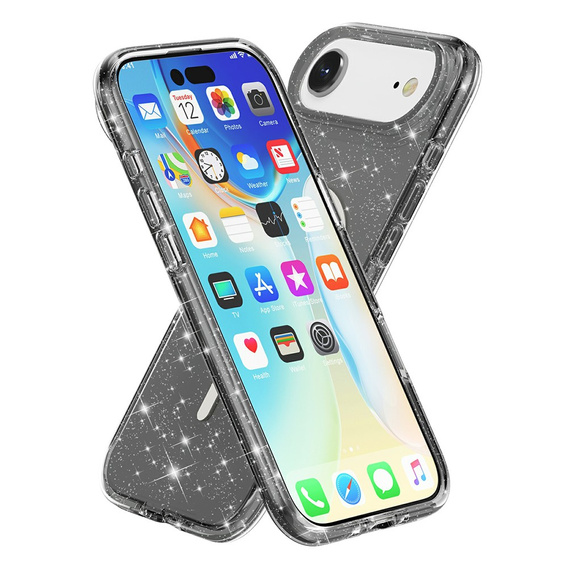 Etui do iPhone Air, do MagSafe, brokatowe, półprzezroczyste czarne
