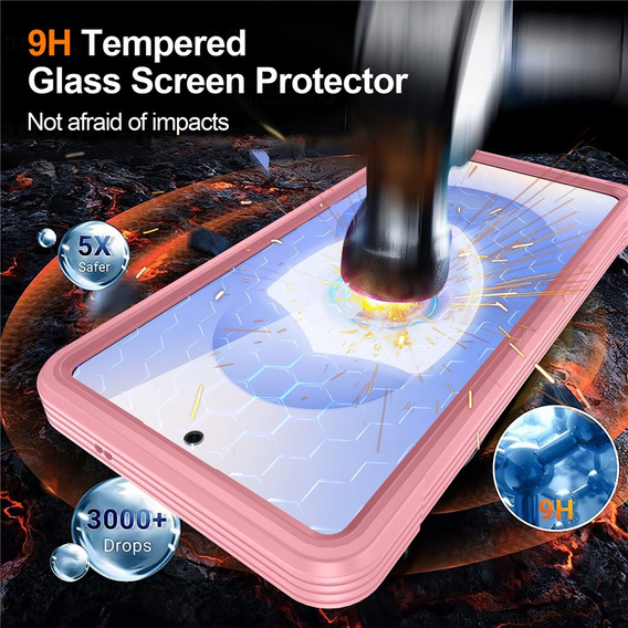 Etui do Samsung Galaxy S26 Ultra, Shockproof, ze szkłem, do MagSafe, różowe