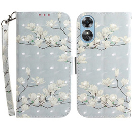 Etui z klapką do Oppo A17, Wallet, Magnolia Flowers szare