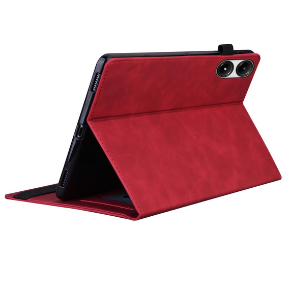 Etui z klapką i kieszonkami na karty do Xiaomi Redmi Pad 2 - Czerwone