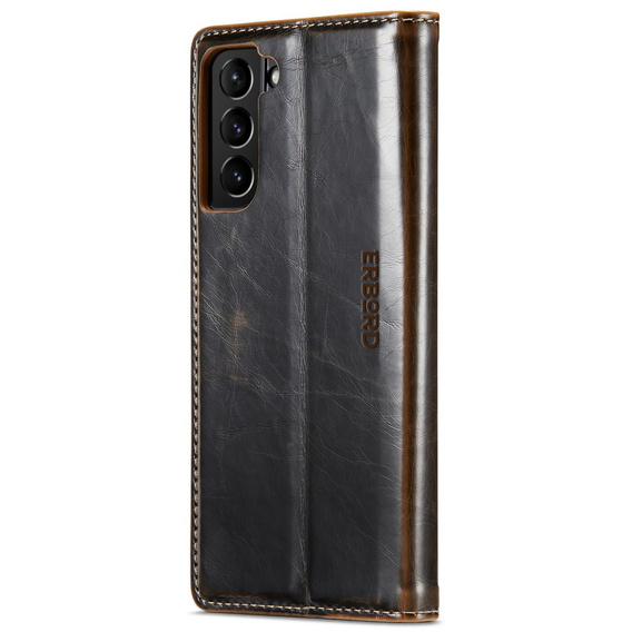 Etui z klapką do Samsung Galaxy S23, ERBORD Waxy Wallet, brązowe