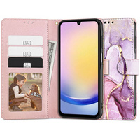 Etui Tech-Protect Wallet do Samsung Galaxy A25 5G, Marble, Różowe