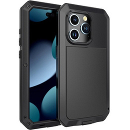 Etui do iPhone 15 Pro, pancerne, z wbudowanym szkłem, czarne