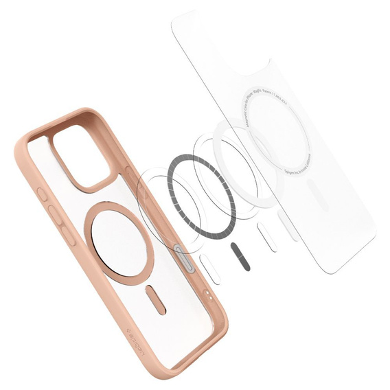 Etui Spigen Ultra Hybrid T Mag MagSafe do iPhone 16 Pro Max – Frost Rose Titanium + Szkło Hartowane 9H